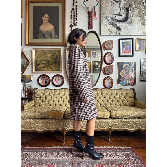 Vintage Houndstooth Wool Button Up Jacket Ladies Size Large/10 by Anne Klein - Picture 4 of 15